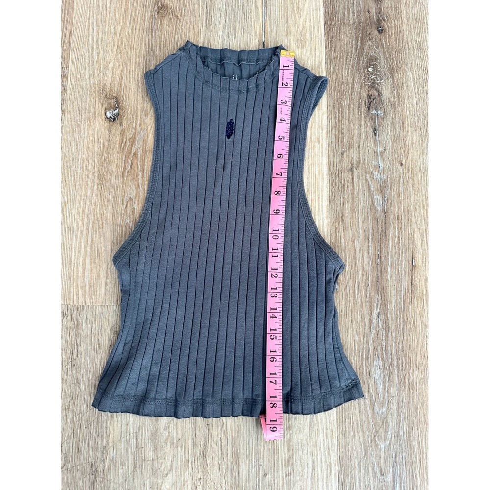 Free People Movement Ribbed High Neck Tank Top Charcoal Gray Sleeveless XS - Picture 4 of 8